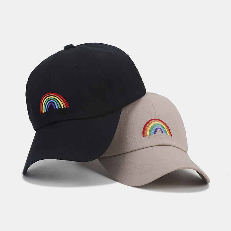 Adjustable rainbow embroidered baseball cap suitable for outdoor travel and sun protection, suitable for both men and women