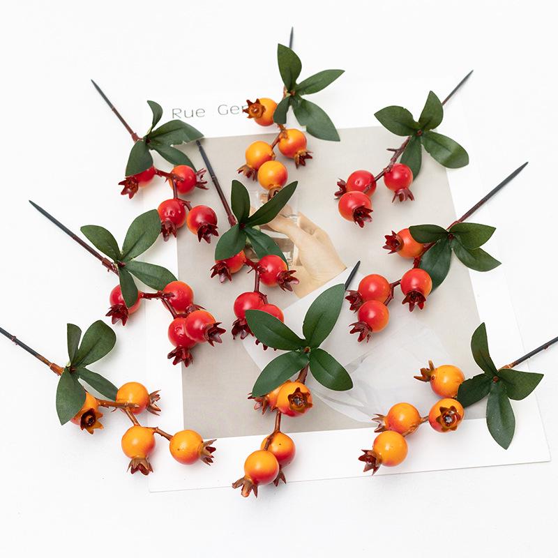 Artificial Pomegranate Branch for DIY Flower Arrangements, New Year Decor