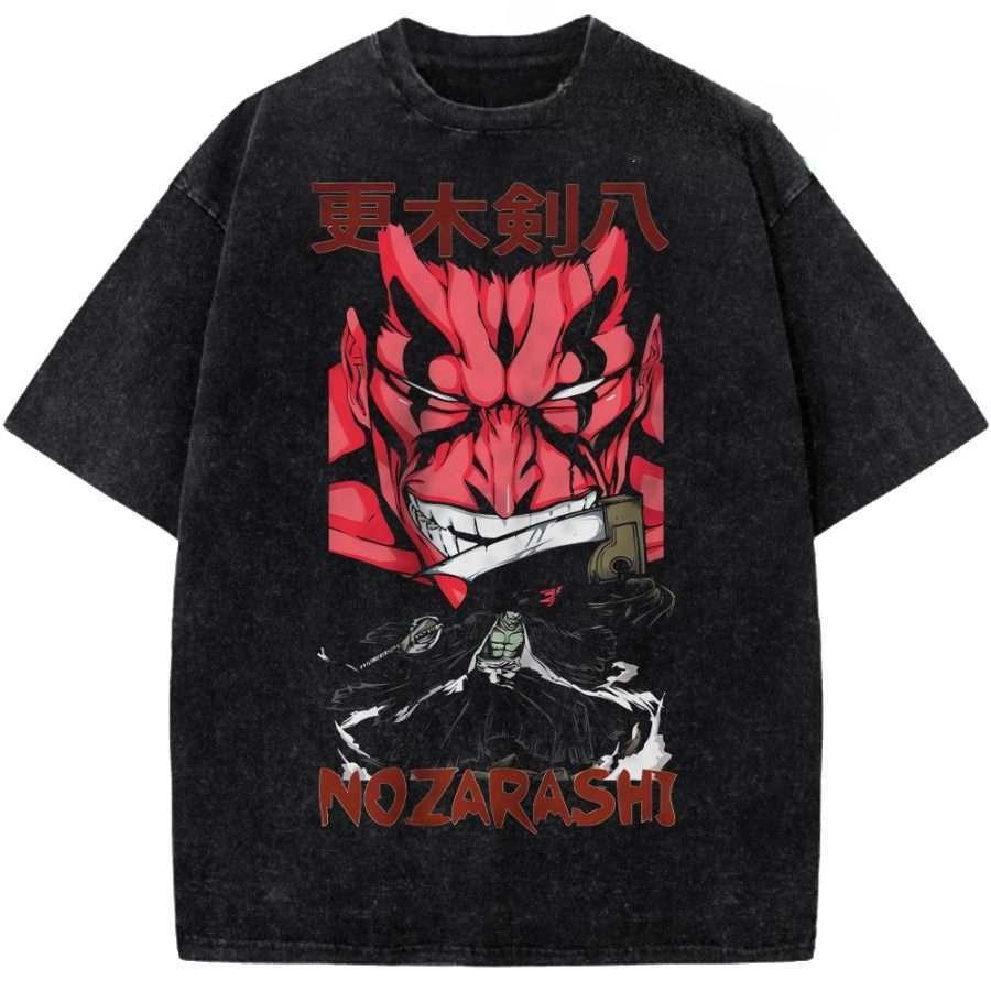 Kurosaki Ichigo BLEACH Kleidung Herren Damen Manga T-Shirts Vintage Gewaschenes T-Shirt Lässig Locker Baumwolle T-Shirt Harajuku Männliches T-Shirt
