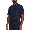 Under Armour Solid Color Logo Crew Neck Straight Fit Polo Shirt Men Polo Shirts Navy-Blue 1377364-410