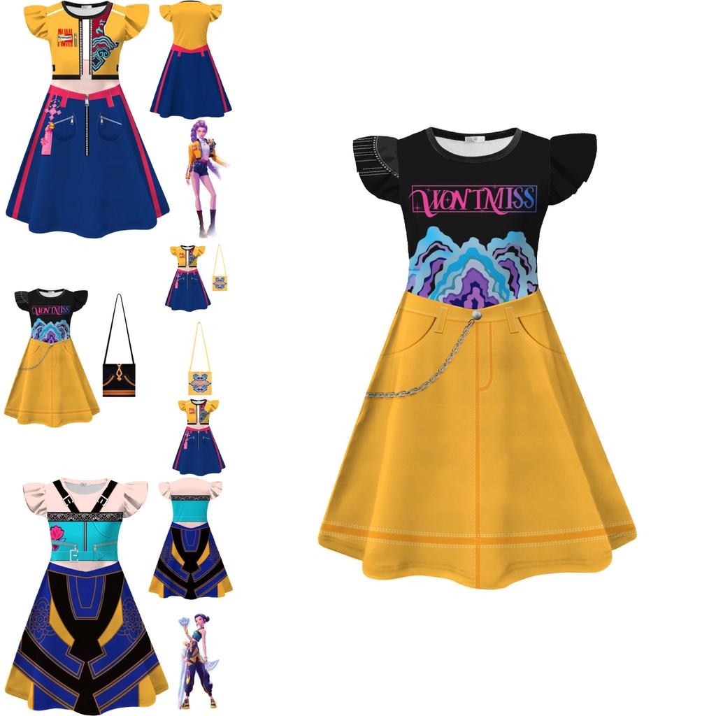 Kpop Demon Hunters Cosplay Girl Dress With Polyester Material For Kids 110-160cm