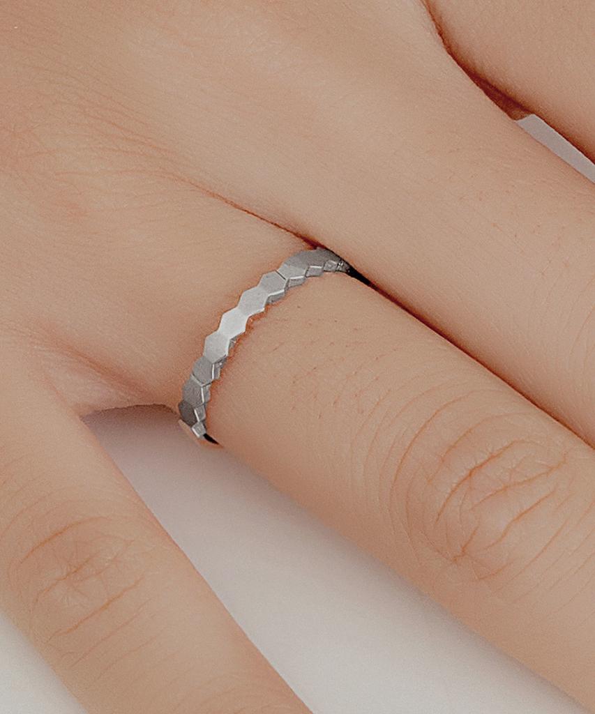 Helene Jewelry Silver 925 Silver Slim Hexagon Miss Ring (C Type)