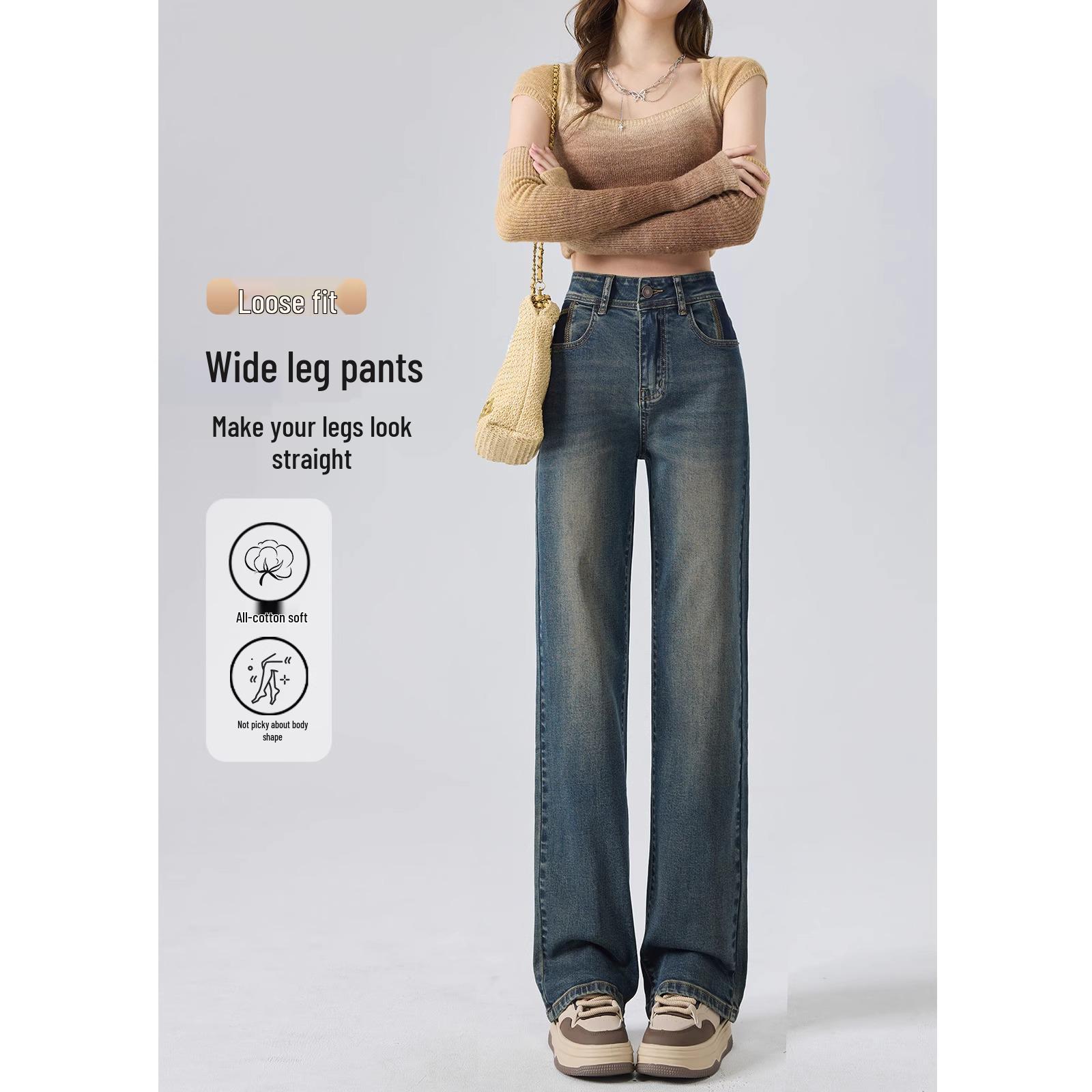 

Женские джинсы 2025 года с высокой посадкой, свободные, винтажные, цементно-серого цвета 28 (106-115 lbs)