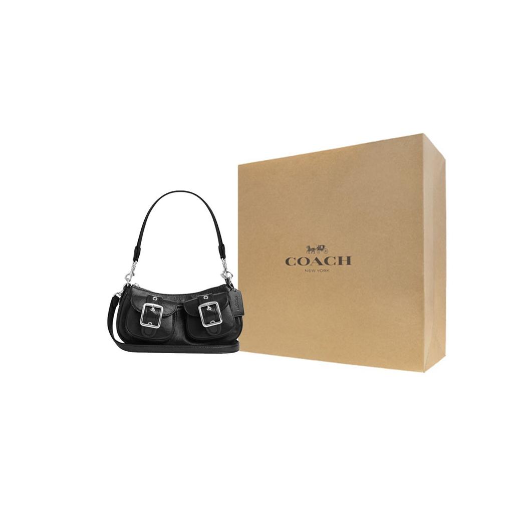 Coach Ashton 25 Removable Shoulder Strap Top Zip Closure Patent Leather Handheld Crossbody Shoulder Bag Medium Women handbags Black CV943-SVBK