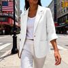Women's Casual Linen-Cotton Cardigan with Pockets and Seven-Eighths Sleeve