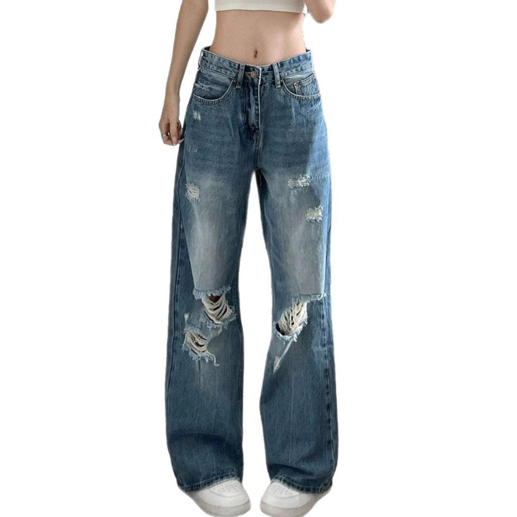 Fashionable Comfortable Pear-shaped Figure Jeans Female Autumn Big Size Loose Thin High Waist Wide Leg Trousers Jeans for Women Long Denim Pants