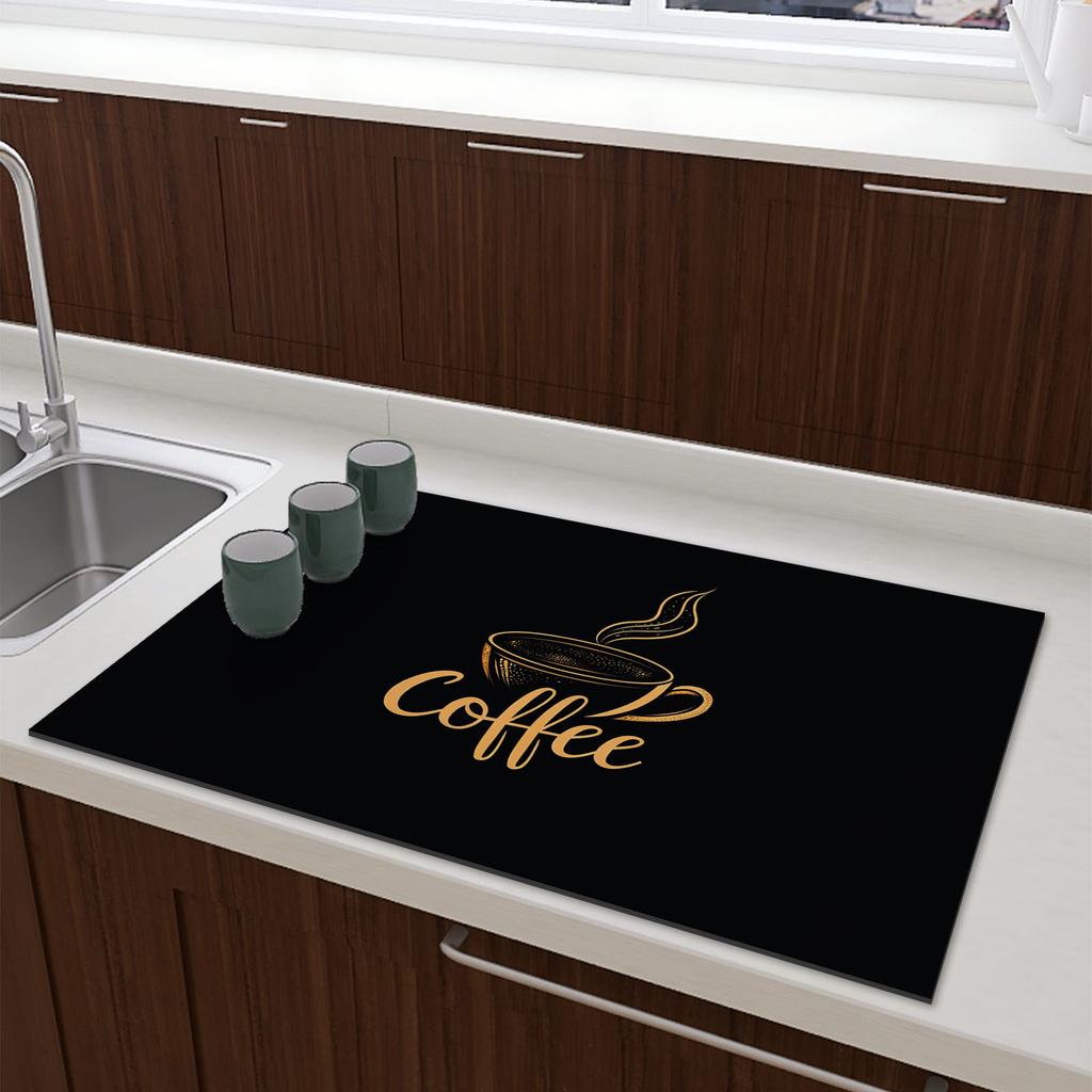 Kaffeemaschinenmatte Wasserdicht Küchen Geschirrtrockenmatten Rutschfeste Abtropfmatte Schnelltrocknend Geschirr Wasserhahn Essgeschirr Teppich