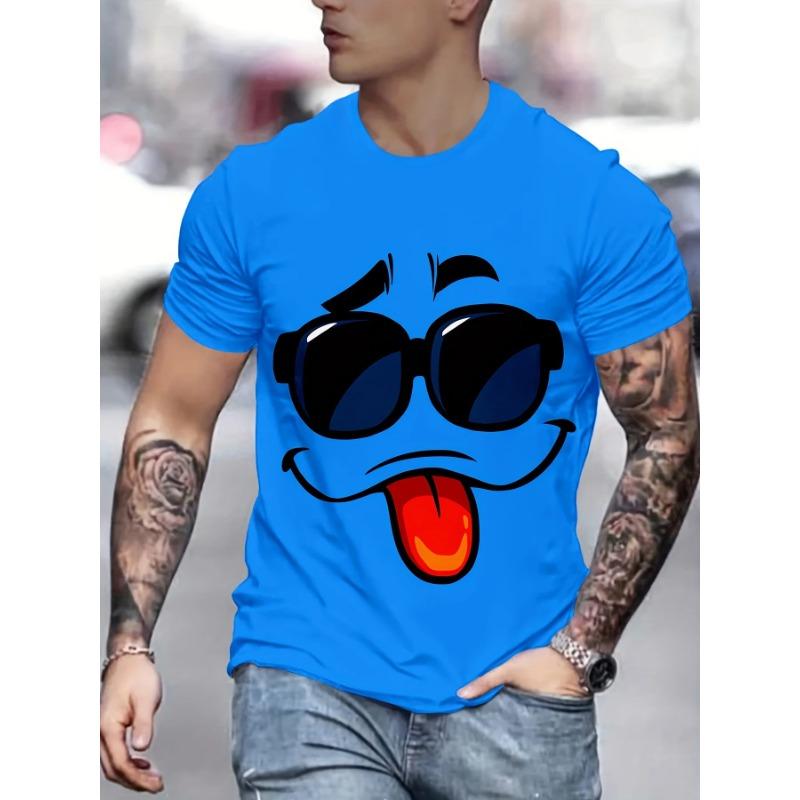 Pánské 3D tričko s potiskem usměvavého obličeje, s krátkým rukávem, ležérní, s kulatým výstřihem, pratelné v pračce, topy, vtipná trička, letní oversized tričko