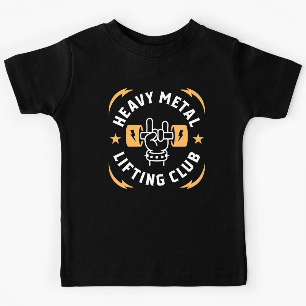 Heavy Metal Lifting Club Gym Rock Workout Hand Sign Design Kids T-Shirt 120