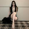 Birthday Dress High-end French Celebrity Hip Skirt Bar Wear Small Black Dress Sexy Neck Dress Women