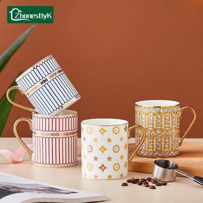 Light Luxury Hand-Painted Gold Ceramic Coffee Cup Office Mug Afternoon Tea Cups Household Drinkware