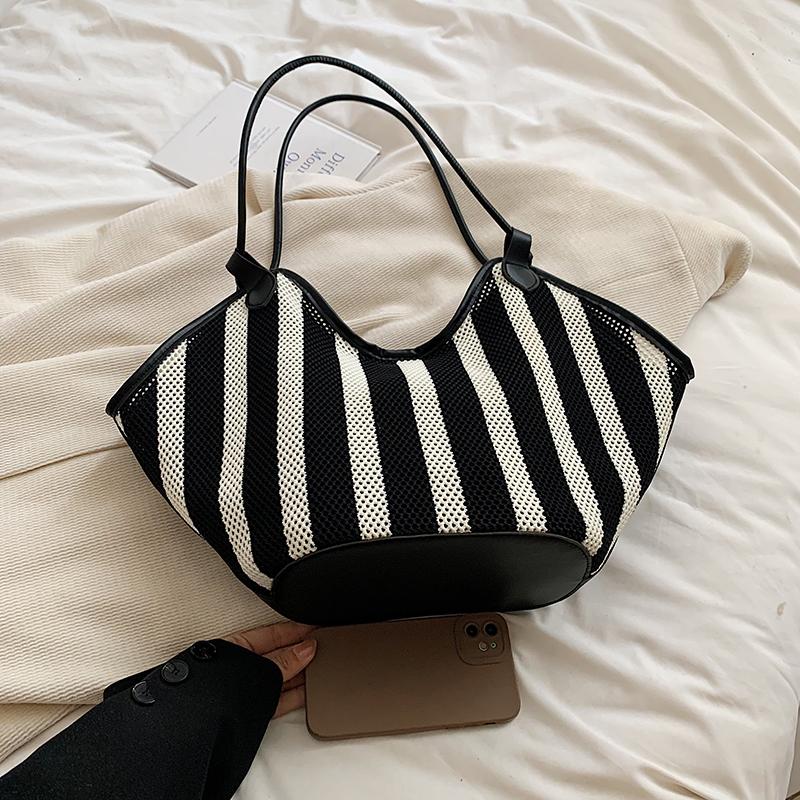 

Oversize Storage Shopping Bag For Women 2024 Summer Straw Beach Bag Large Capacity Basket Shopper Bag Designer Striped Handbag 50cm))