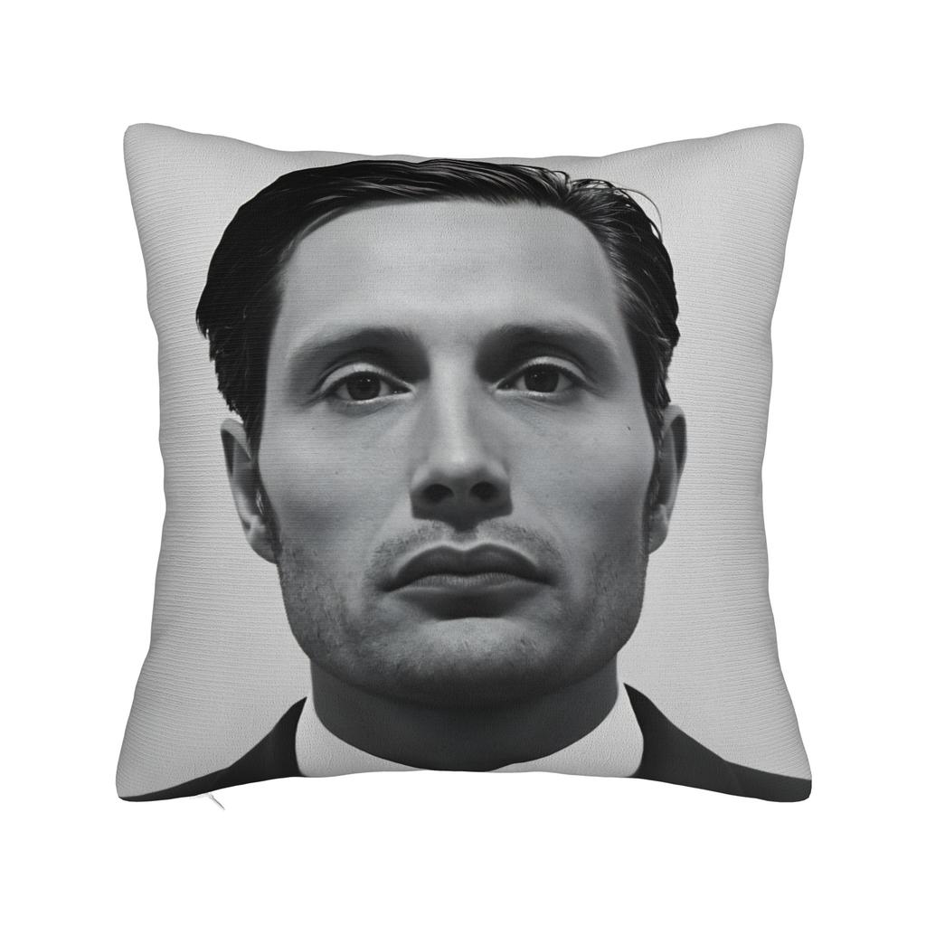 Mads Mikkelsen Hannibal Vtipný povlak na polštář Měkký povlak na polštář do kanceláře, auta, domácí dekorace Moderní povlak na polštář