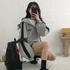 Women Hoodie Coat Spring Loose Zipper Cardigan Long Sleeves Soft Keep Warm Contrast Color Hooded Casual Outerwear