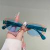 Vintage Oval Sunglasses Women Fashion Cute Candy Color Rim Beach Vacation Sun Glasses Trendy Brand Design Decor Shades