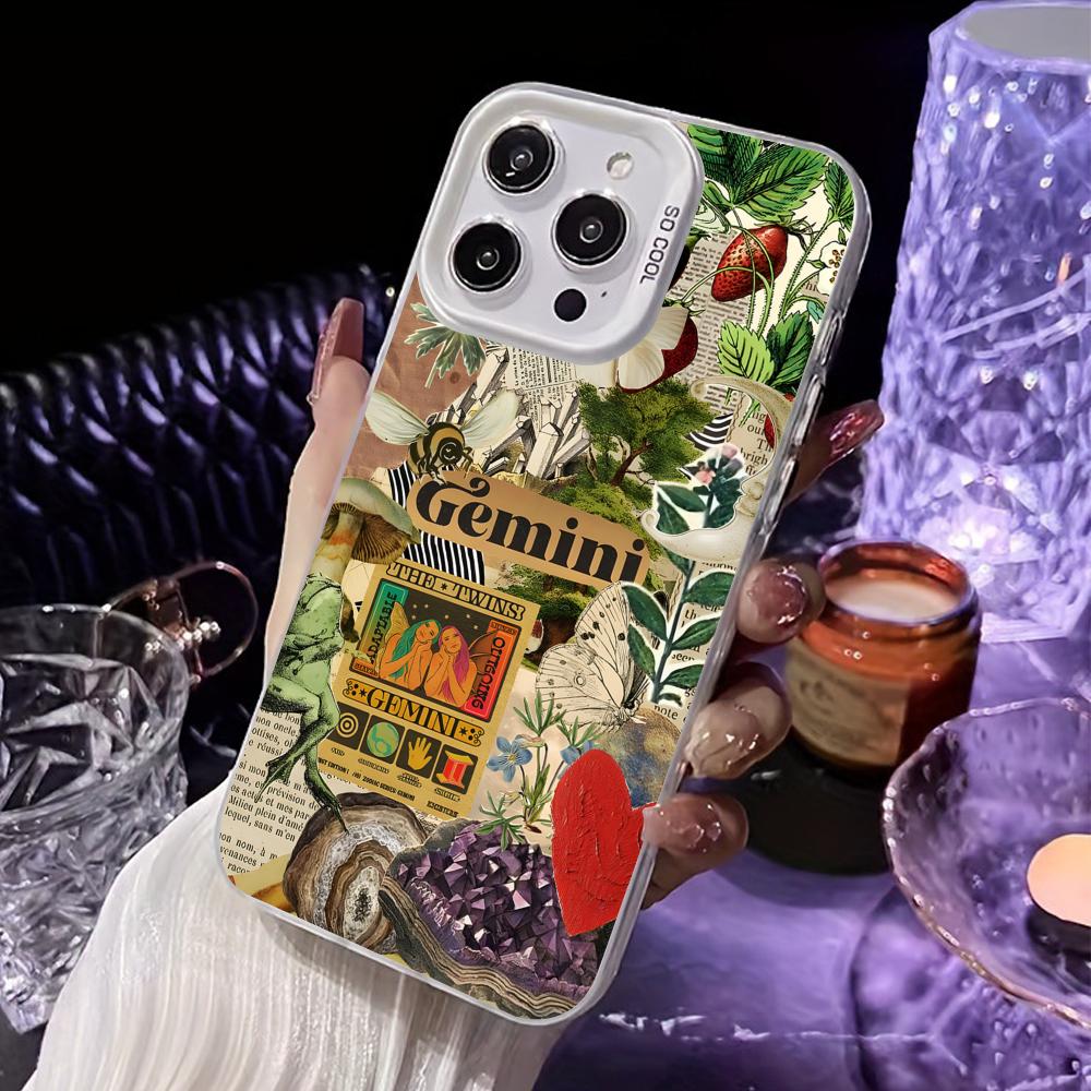 Zodiac Sign Gemini Mobile Phone Case for iPhone 17 16 15 14 13 12 11 X XR XS 8 7 Air Pro Max Plus White Translucent Cover