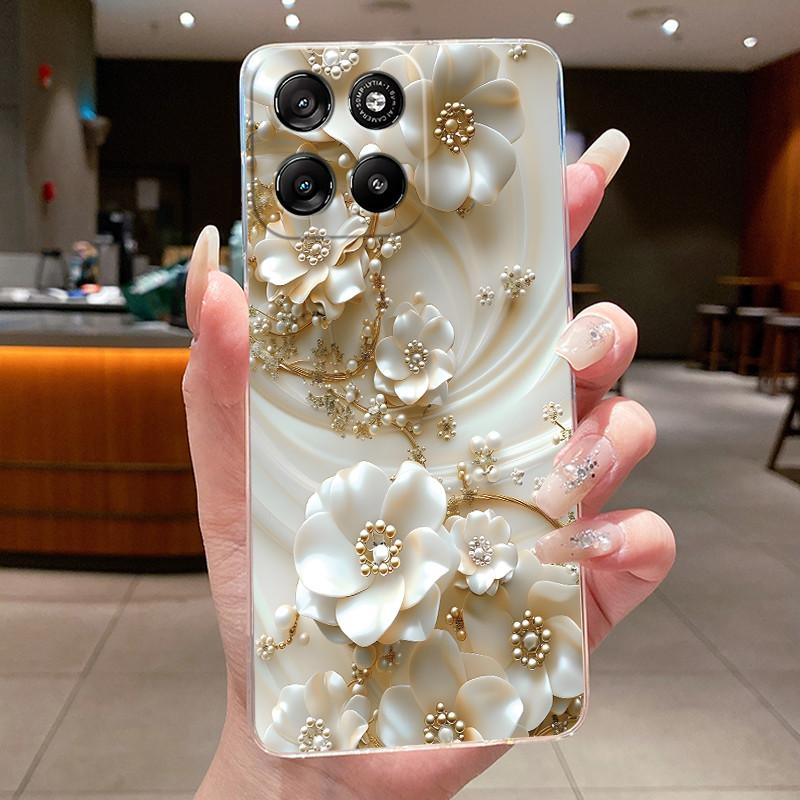 For Motorola Moto G57 Power / G67 Power 5G Case Clear Luxury Fashion Butterfly Flowers Soft TPU Silicone Casing Protective Cover