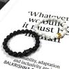 European & American Zirconia Crown Bracelet with Volcanic Stone & White Pine Beads