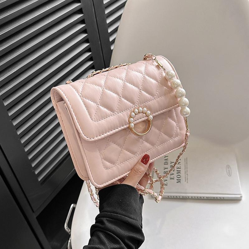 Trendy Chic Grid Chain Crossbody Bag 2023 New Fashionable Pu Small Shoulder Bag Women