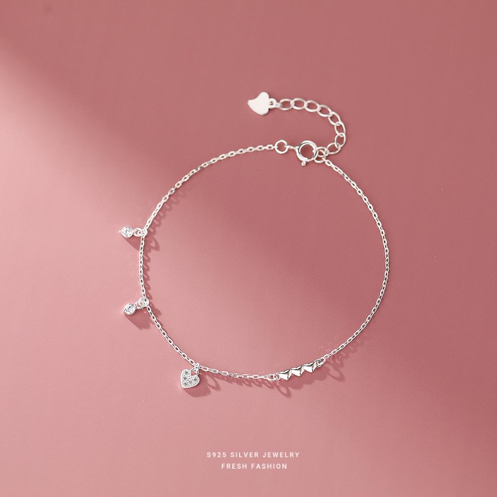 Designer Jewelry 925 Sterling Silver Heart Bracelets For Women Ladies Lucky Wedding Party Wholesalea Jewellery Money 925