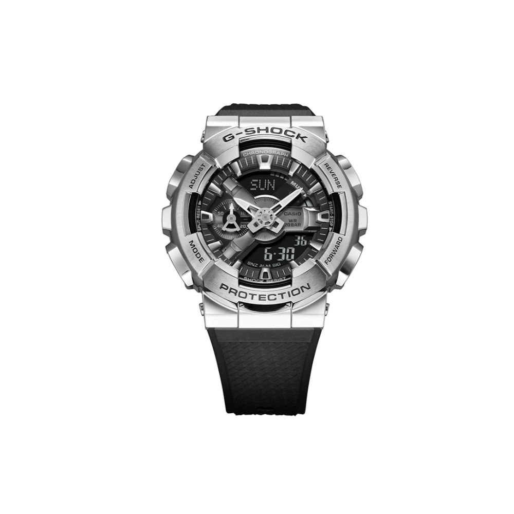 G-SHOCK GM Series Metal Evolution Silver Ring Small Cannon Waterproof Shock Resistant Anti-Magnetic Quartz Movement Resin Strap Men Watches GM-110-1A