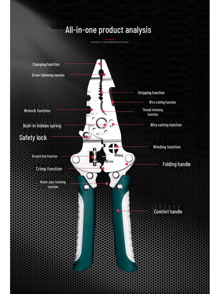 16-in-1 Multifunction Foldable Wire Stripper & Cutter for Electricians