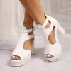 Women's Shoes 2025 New Peep Toe Women's Sandals Fashion Cover Heel Zip Office and Career Summer Plus Size Heeled Sandals Zapatos