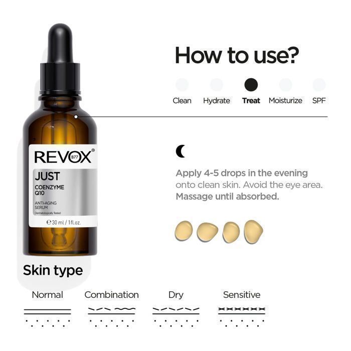 Sérum Visage Revox Just Coenzyme Q10 - Marque Revox - Contenance 30ml - Rides et Raffermissant
