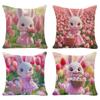Easter Bunny Pillow Cover Cushion Cover Cartoon Pillow Cover Home Sofa Cushion Cover