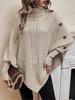 French Style New Autumn High Neck Buttoned Lace Knit Sweater