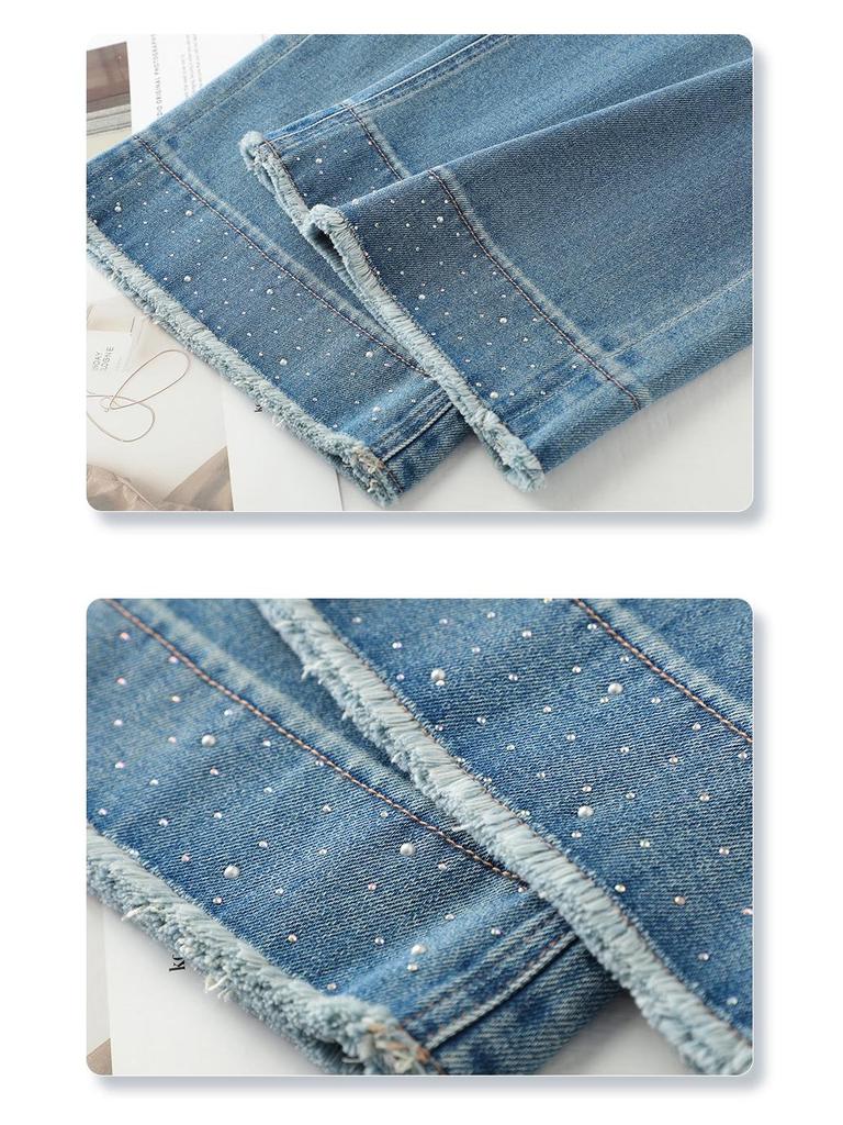 Women's Light-Colored Wide-Leg Jeans, Spring & Autumn 2025, Slimming Loose Fit for Pear-Shaped Bodies, Straight-Leg Nine-Point Pants