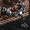 Cooles handgefertigtes Totenkopf-Perlen-Kettenarmband für Männer aus massivem Edelstahl, Herrenarmbänder, Punkrock-Schmuckzubehör