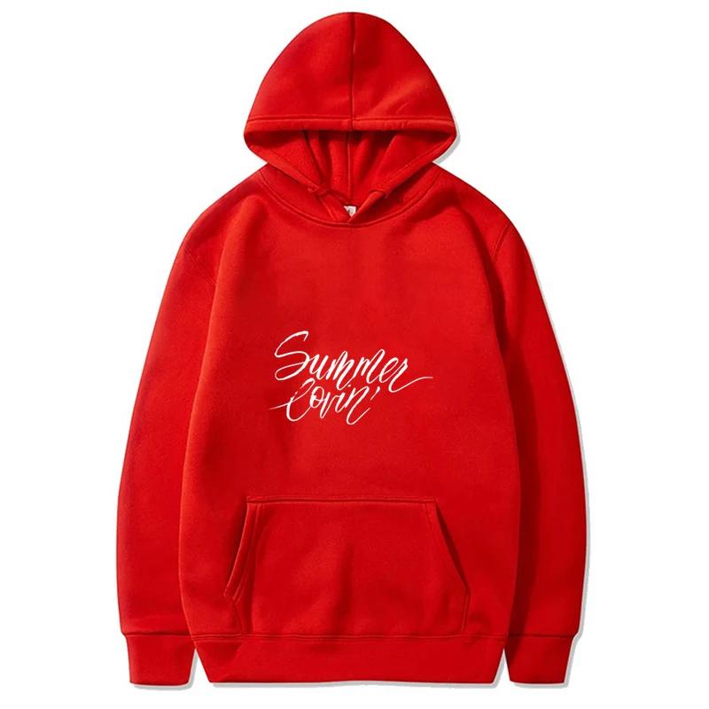 

Autumn Fleece Korean Fashion Finger Heart Drawstring Pockets Solid Color Long Sleeve Hooded Loose Hoodie Sweatshirts Top S