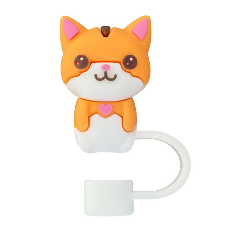 10mm 3D Cute Animals Straw Cover Cap Silicone Dust-Proof Straw Topper Leak-Proof Drinking Dust Cap Cartoon Straw Covers