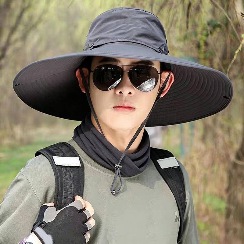 

Large Brim Sun Hat Uv Protection Breathable Detachable Mesh Cap Foldable Men And Women Outdoor Fishing Hiking Beach Caps темно-серого