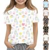 Boys Girls Round Neck Casual Printed Short-sleeved T-shirt Top