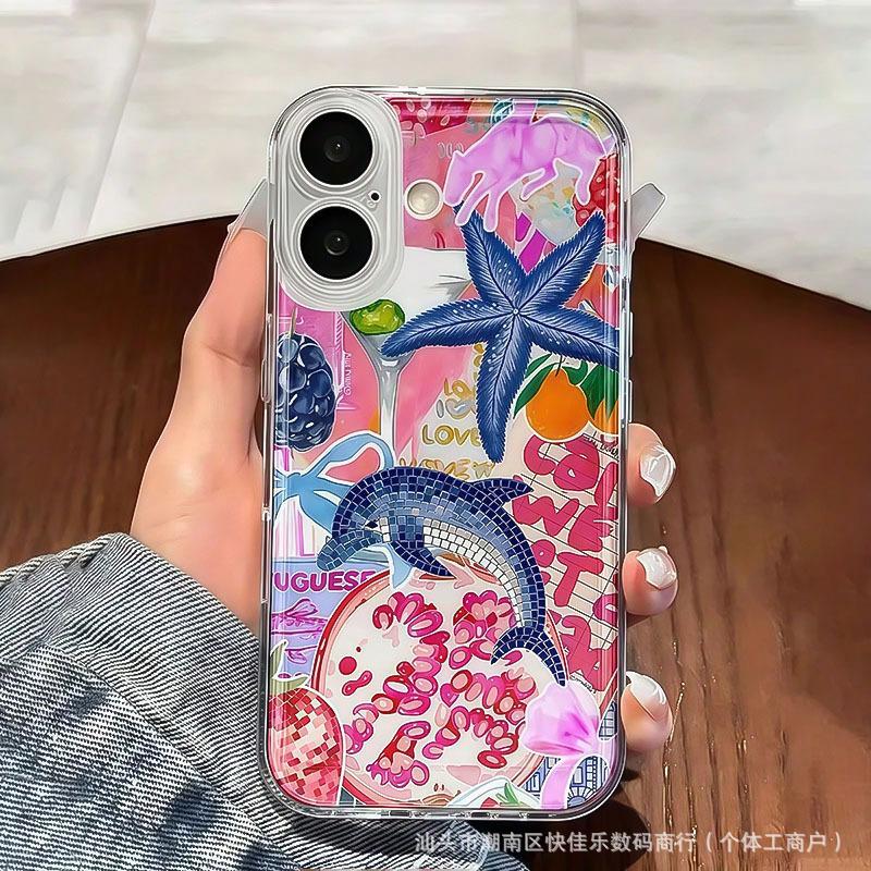 Painted sea life for Apple 16PROMAX transparent iPhone11/12/13/14/15 phone case