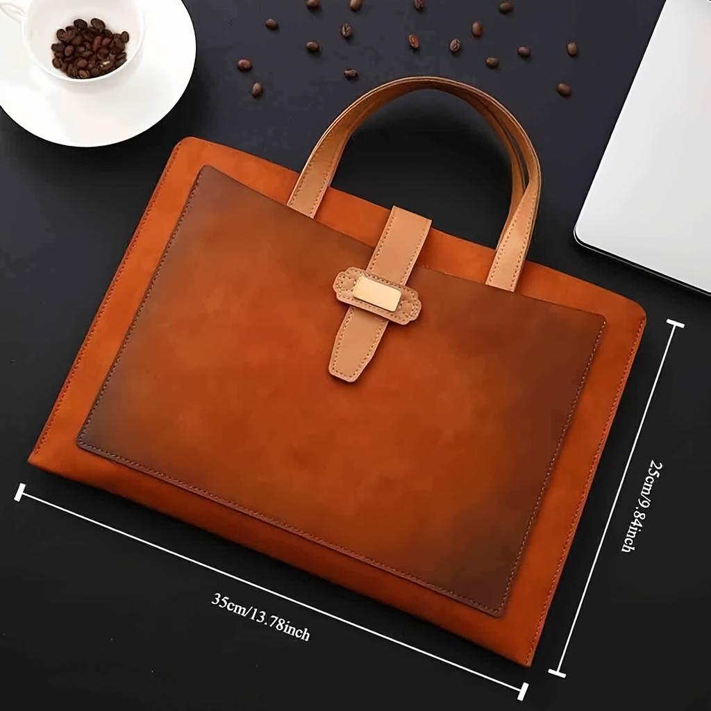 [Vintage Document Bag] Vintage PVC Fabric A4 Portable Document Bag | Thin File Folder Business Briefcase