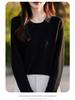 Women's Merino Wool Turn-Down Collar Cardigan Pullover Sweater - Fashionable Knitwear Base Layer.