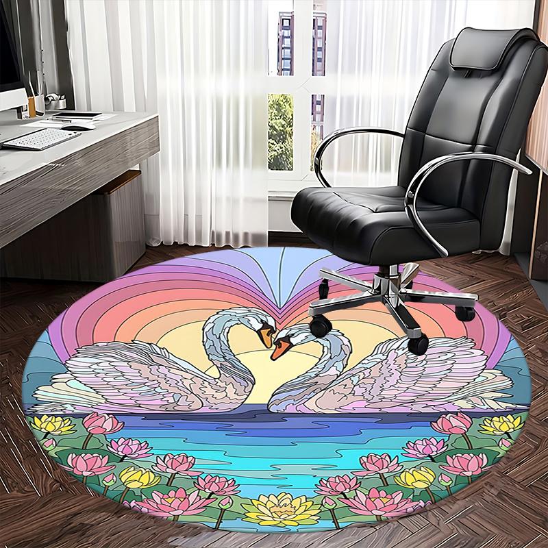 Pastellfarbene Schwanenherz-Stuhlmatte: Pastell Lotus Heimdekoration, Büro Teppich Geschenk für Wohnzimmer, Schlafzimmer, Verschiedene Räume, Pastell Lotus Teppich1118144a