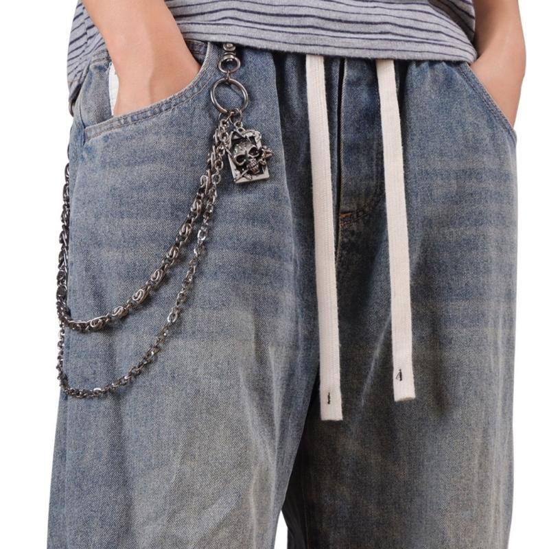 Punk Style Skull Jeans Chain Skull Charm Edgy Gothic Metal Waist Accessory For Women Girls