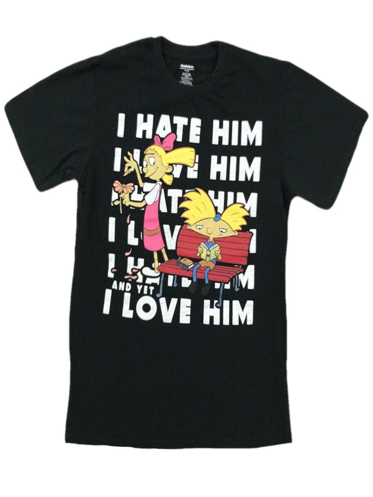 Hey Arnold I Hate Him, I Love Him Black Men s T-Shirt NEW M