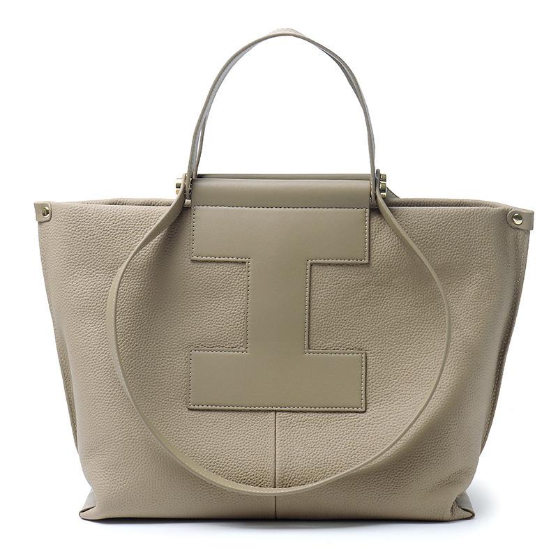 The First Layer of Togo Cowhide H Design Is a Hand-held Crossbody Women's Bag Leather Splicing Bag, Casual Fashion Temperament Commuter Dumplings