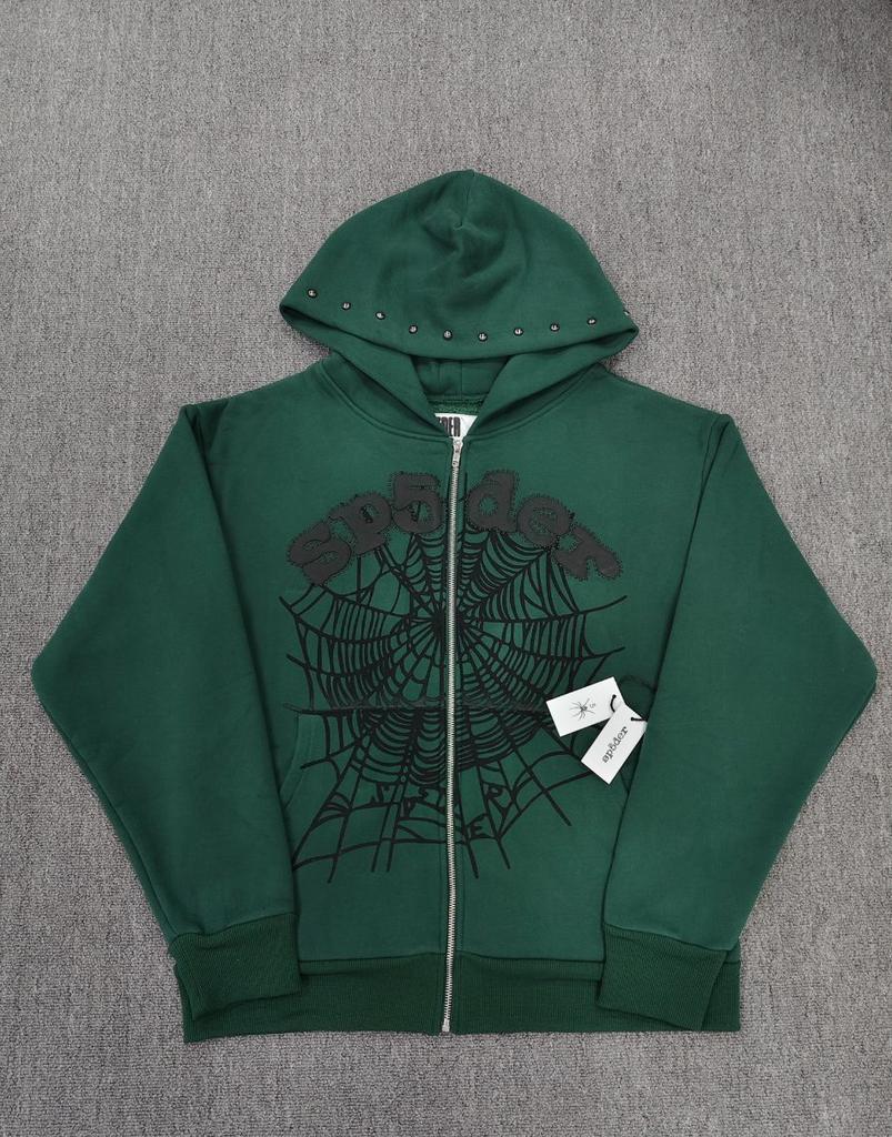 Grenzüberschreitend 555555 Reißverschluss Hoodie Klassisch Spinnennetz Reißverschluss Baumwolle Kapuzenpullover Sp5der Pullover Jacke
