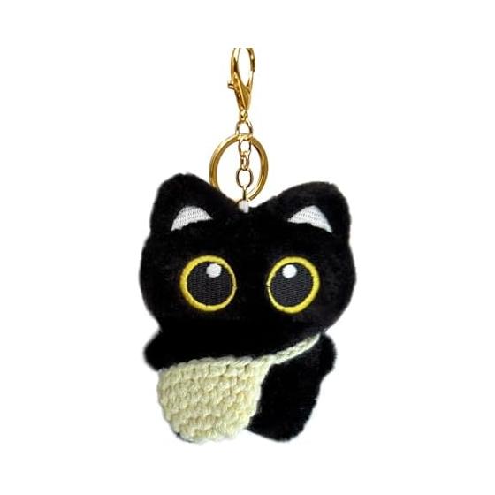 [TRkin] Black Cat Keychain Cute Cat Plush Keychain Charm - Birthday Gift for Women