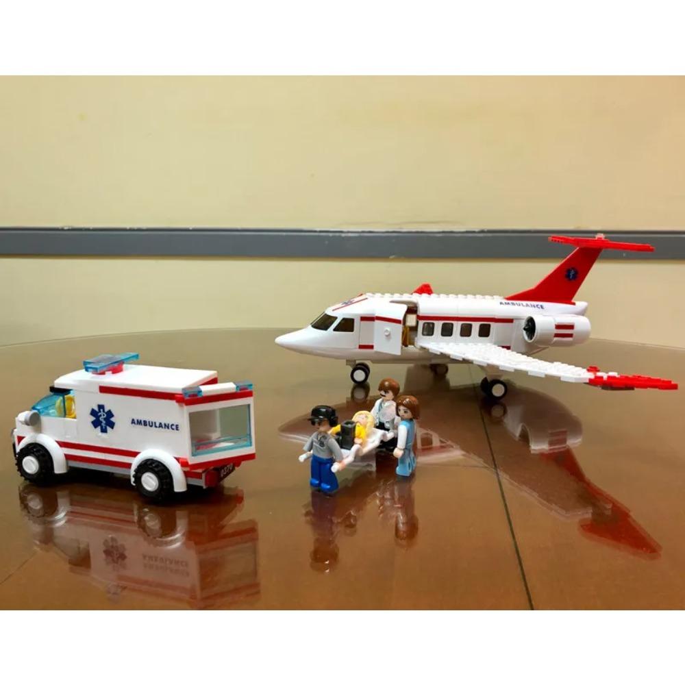 Airplane Aviation Medical Aircraft Air Ambulance Car City Building Blocks Kit Figures Brinquedos Educational Toys For Children