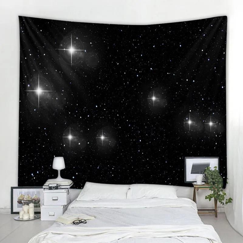 Home Room Art Background Decoration Starry Forest Tapestry Moonlight Night Psychedelic Bohemian Decorative Wall Hanging