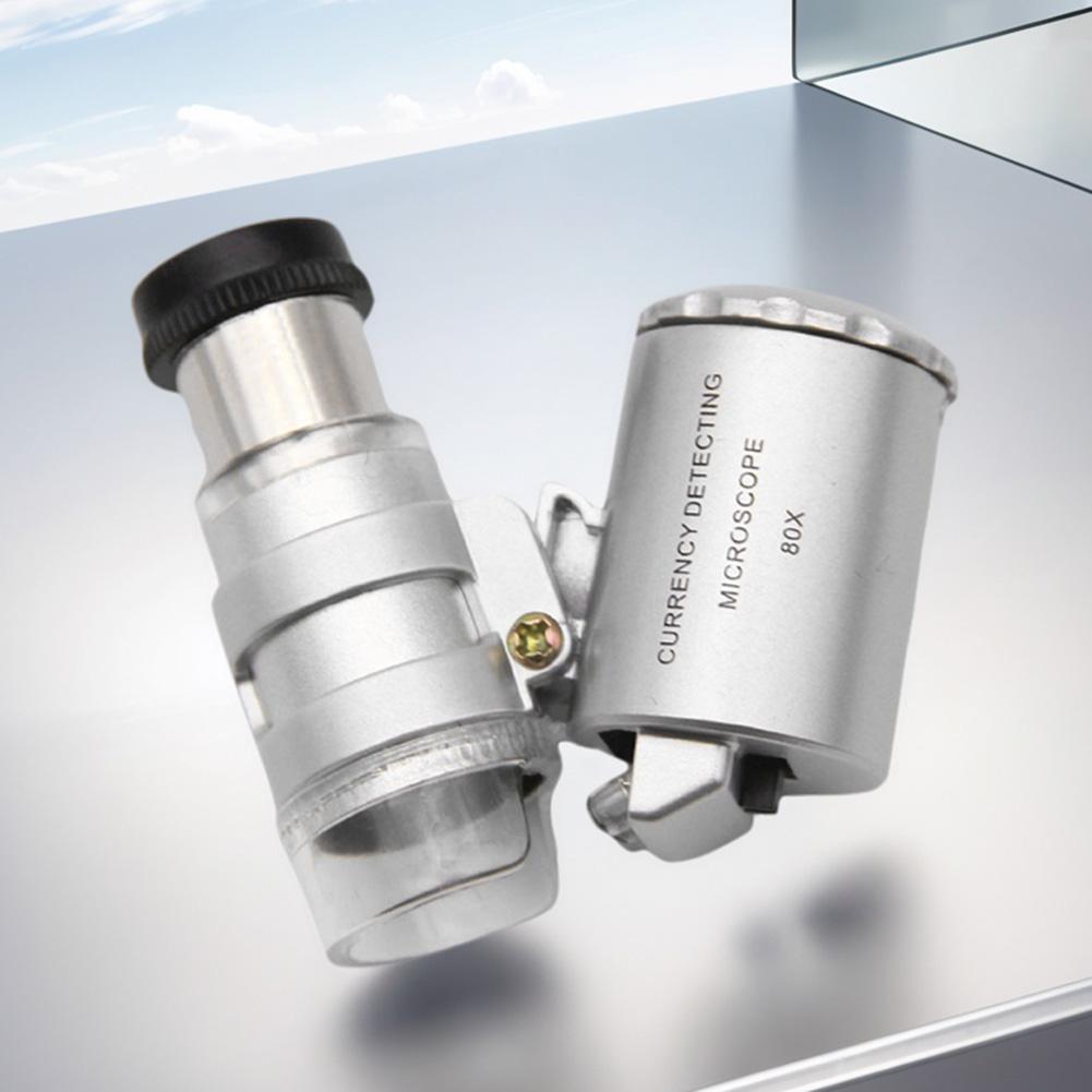 80x/100x Jeweler Eye Loupe with LED UV Light Pocket Magnifying Glass Jeweler Magnifier Portable Mini Pocket Currency Detector