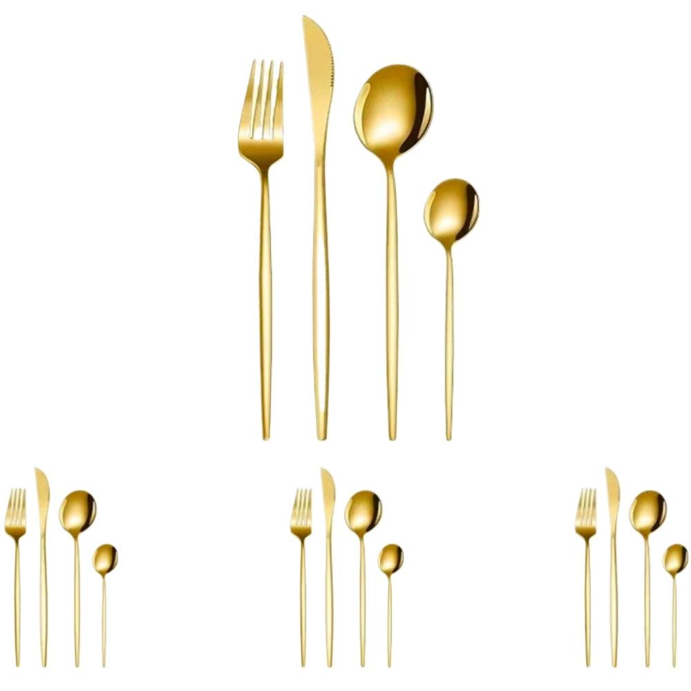 

16Pcs Stainless Steel Cutlery Set Knife Fork Spoons Dinnerware Set Dishwasher Safe Travel Cutlery Tableware Set Kitchenware
