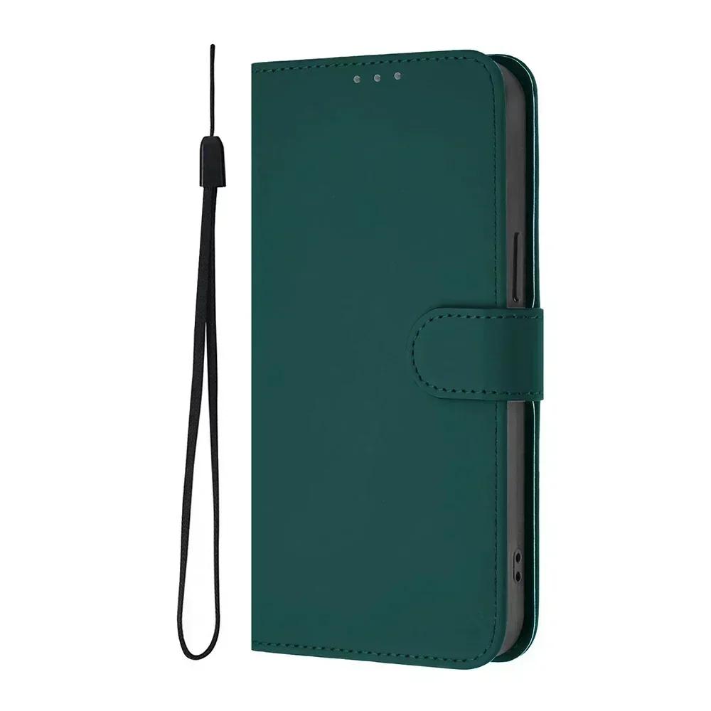 Solid Color Wallet Case for Google Pixel 9 Pro XL 8 8A 7 7A 6 6A 5A 4A Shockproof Kickstand Card Holder Strap Phone Cover Coque